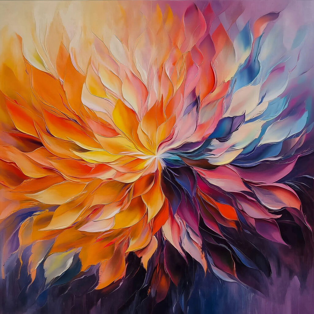 Flor de chamas coloridas — design completo
