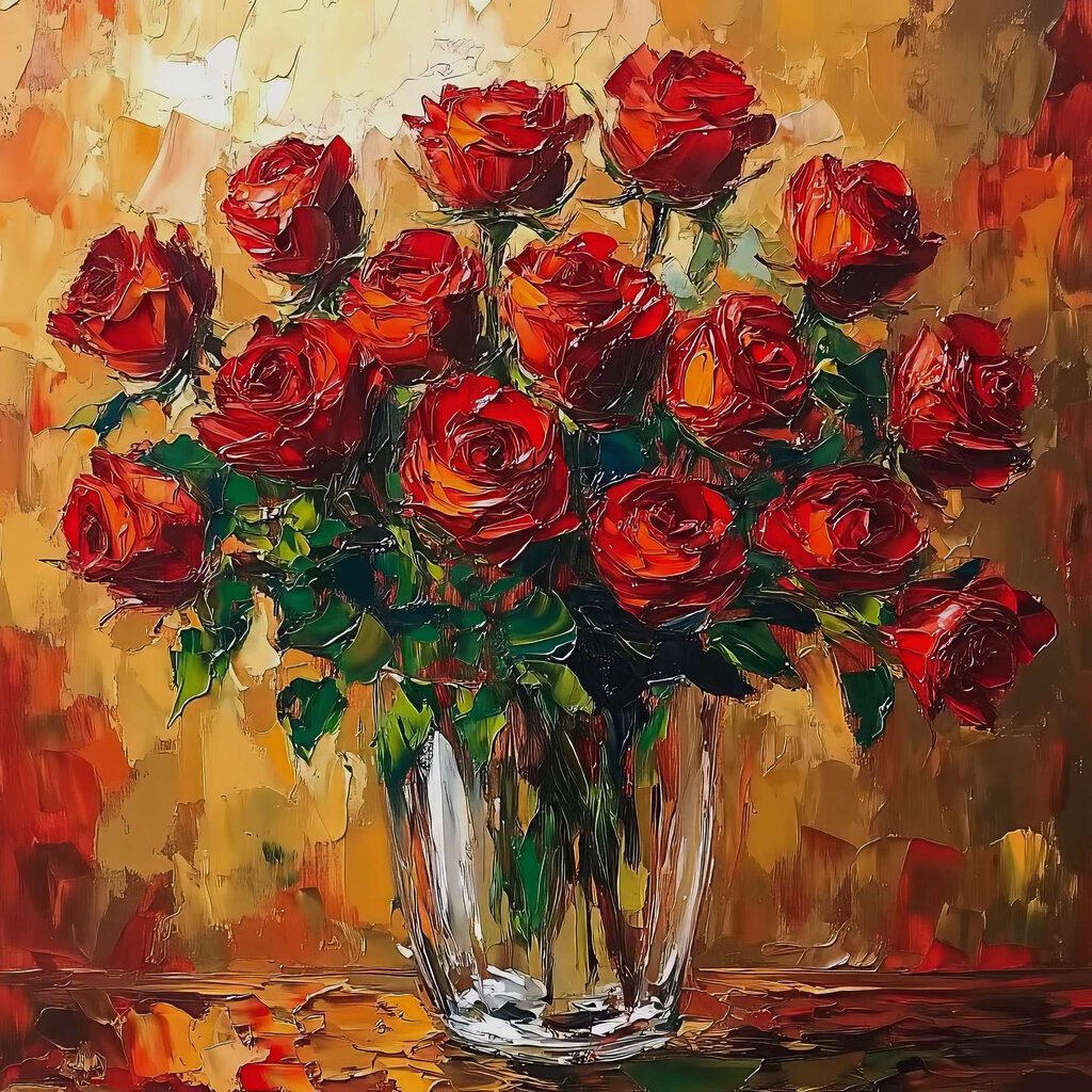 Rosas vermelhas contra ocre — design completo