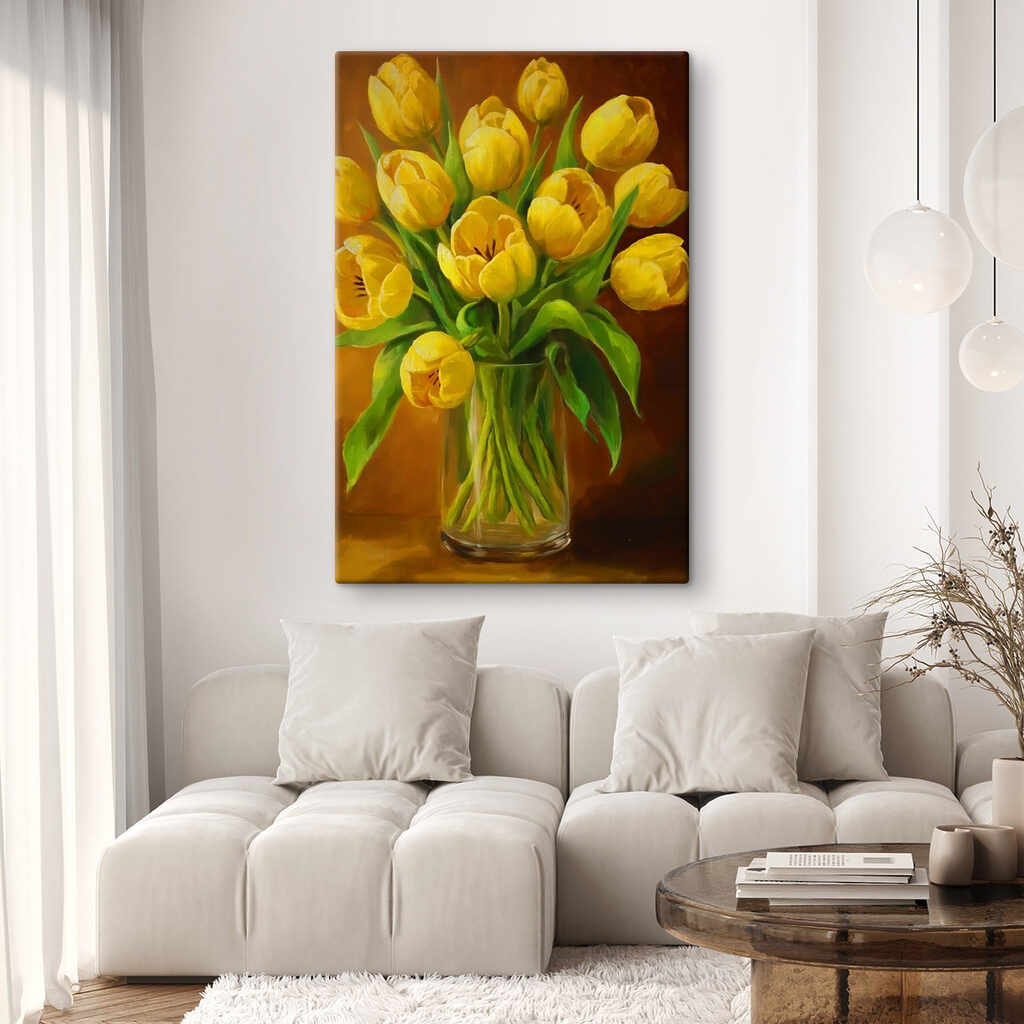 Tulipas amarelas sobre castanho — interior 2