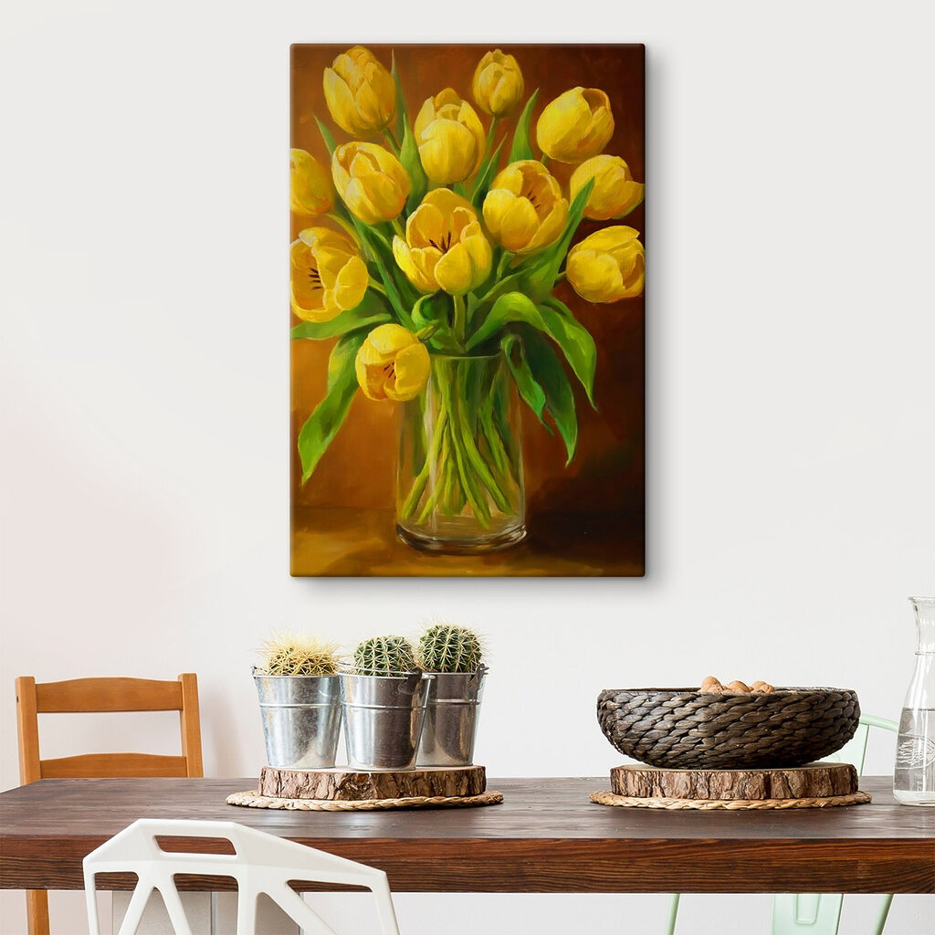Tulipas amarelas sobre castanho — interior 1