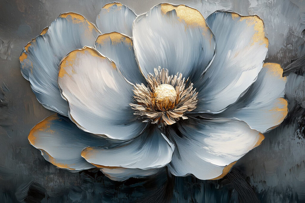 Flor azul com dourado — design completo