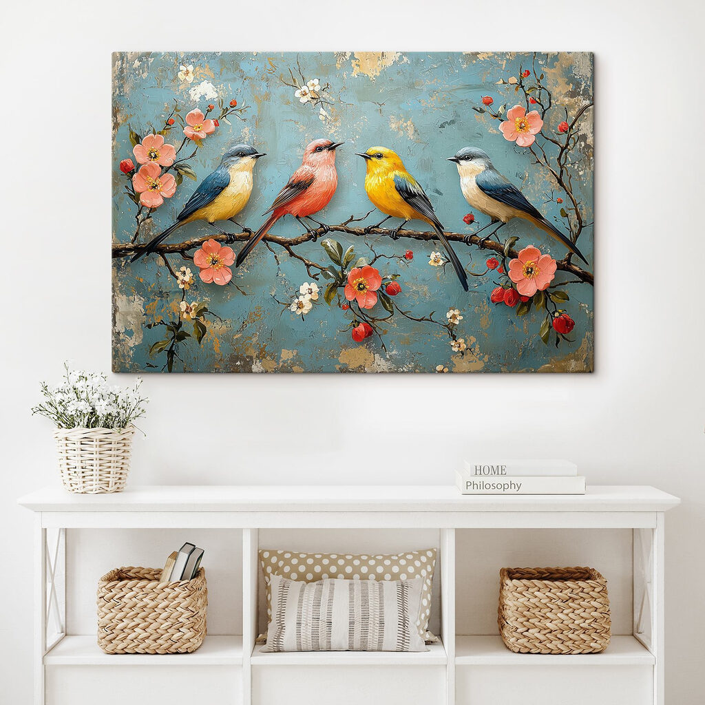 Aves em ramo florido — interior 2