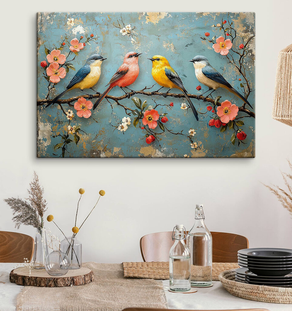 Aves em ramo florido — interior 3