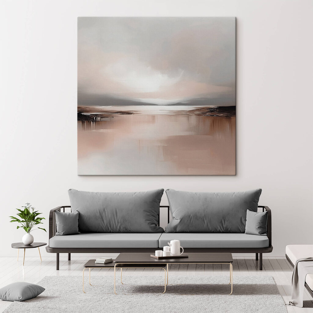 Lago em silêncio rosado num interior