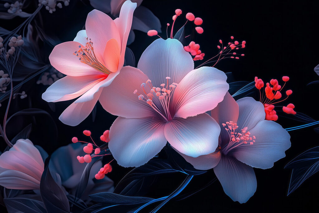 Flores em ramos noturnos — design completo