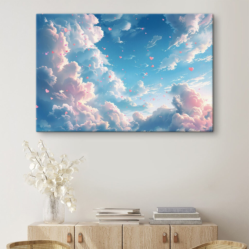 Corações entre nuvens rosa — interior 2