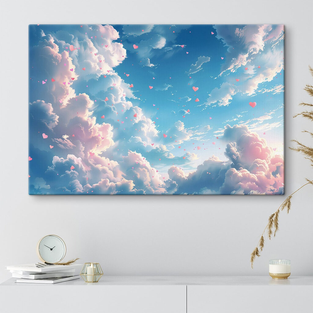 Corações entre nuvens rosa — interior 3