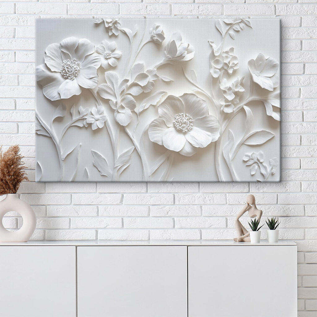 Jardim em linhas brancas num interior