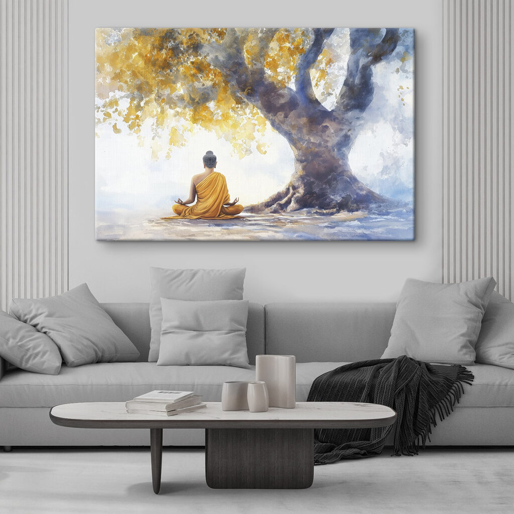 Meditação sob árvore dourada — interior 2