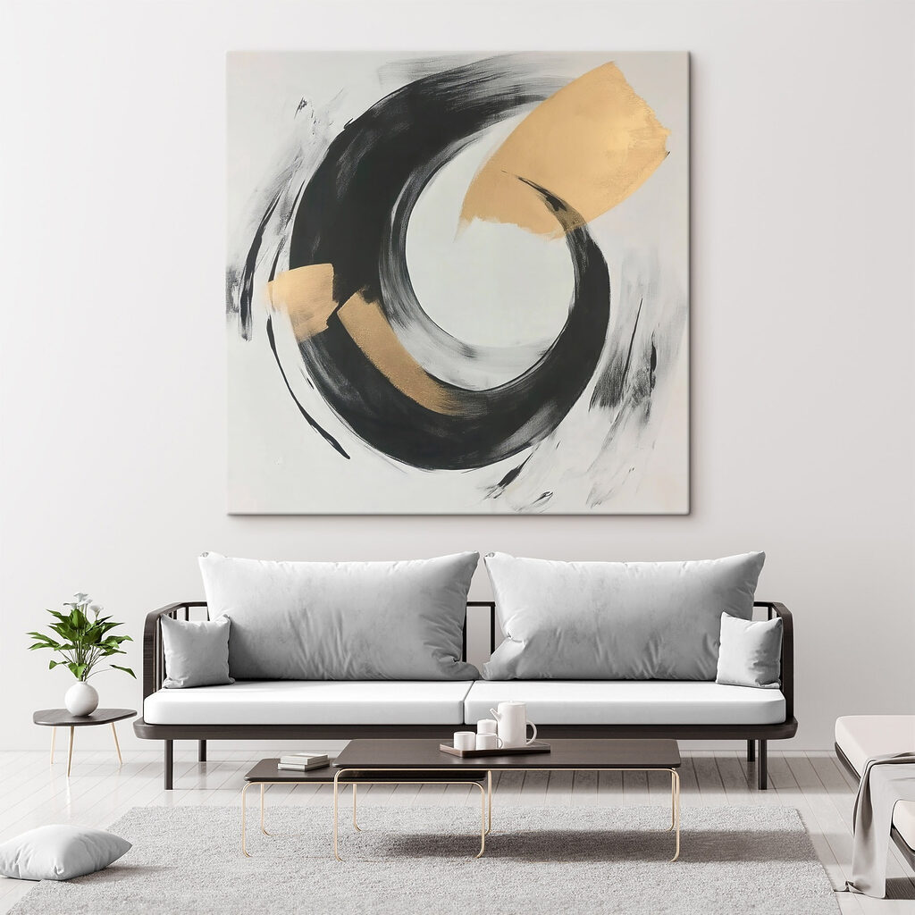 Círculo preto com dourado — interior 1