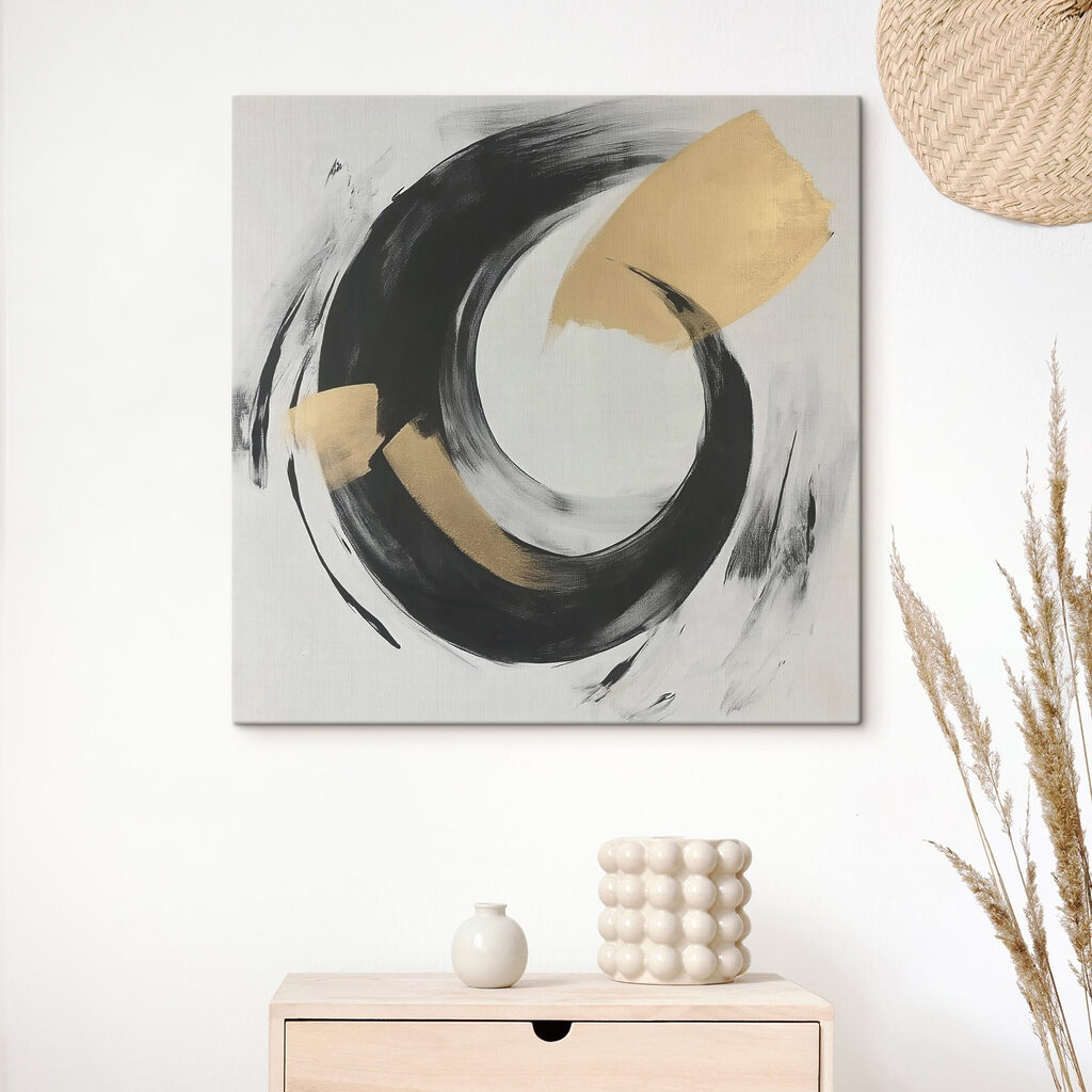 Círculo preto com dourado — interior 2