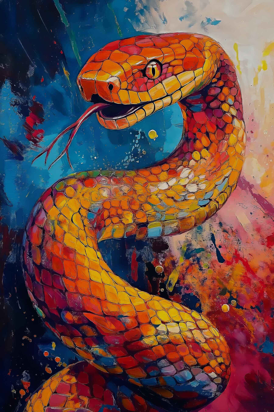 Cobra em cores vivas — design completo