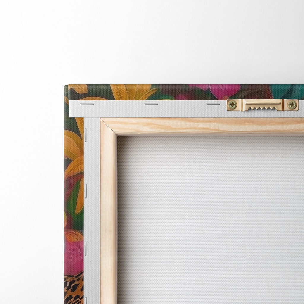 Leopardo entre flores rosa — verso