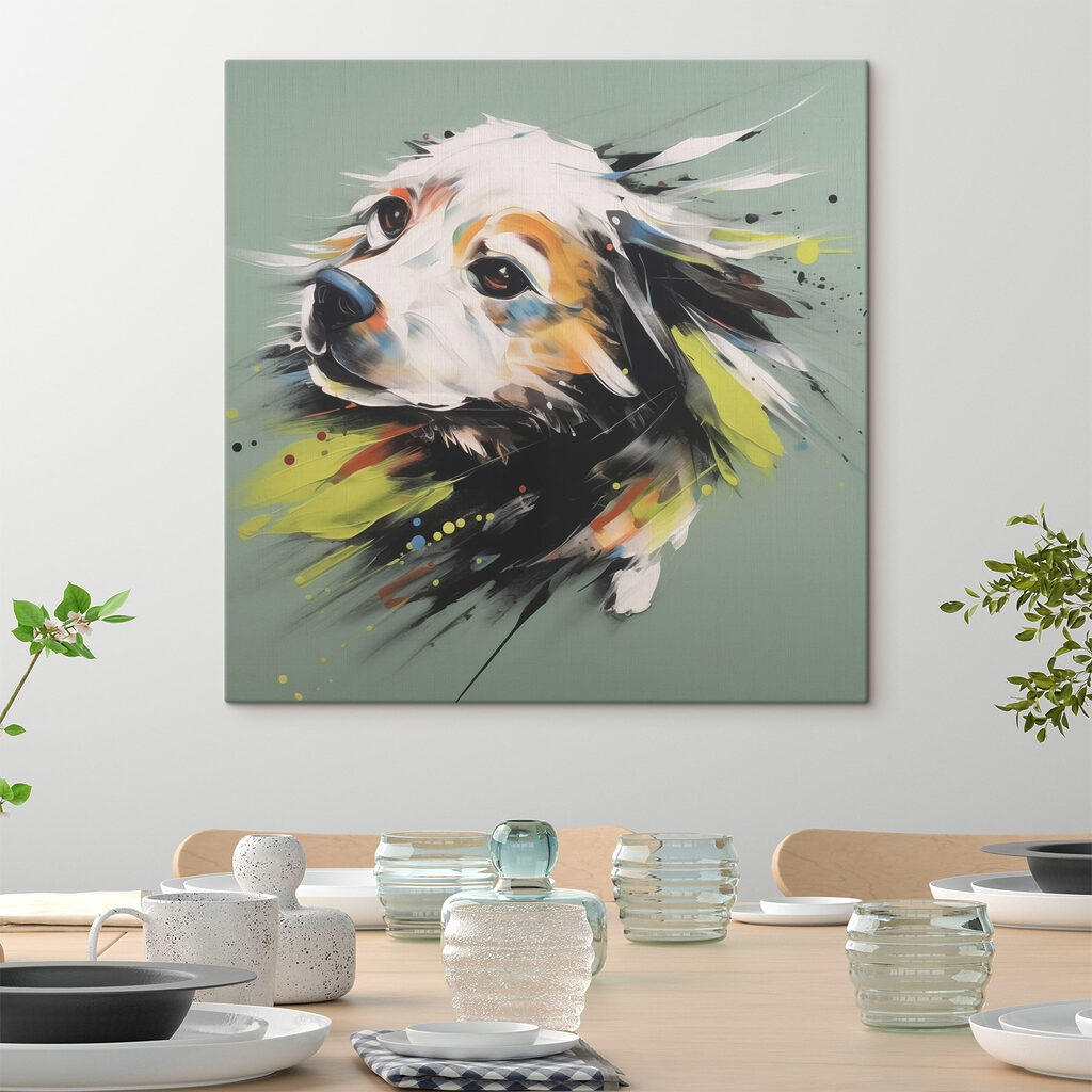 Cão entre salpicos — interior 2