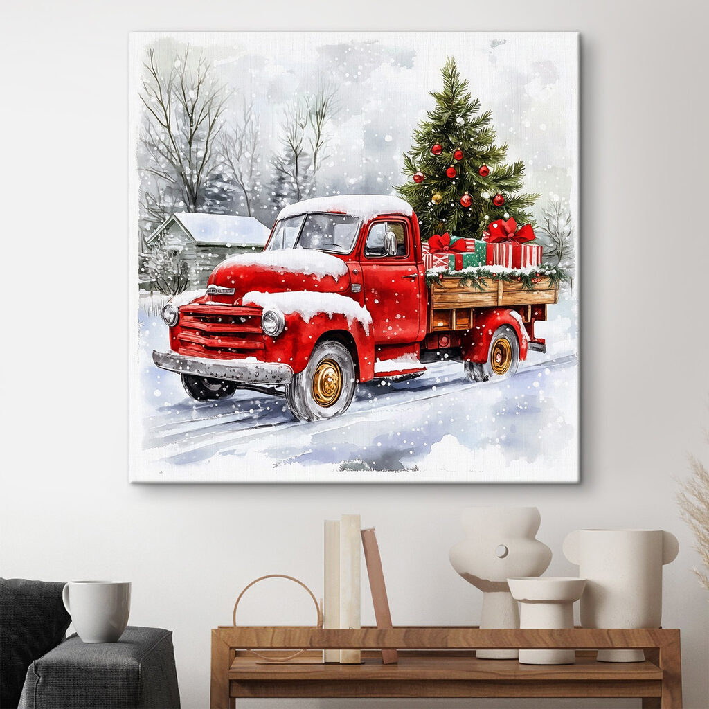 Pick-up vermelha na neve — interior 2