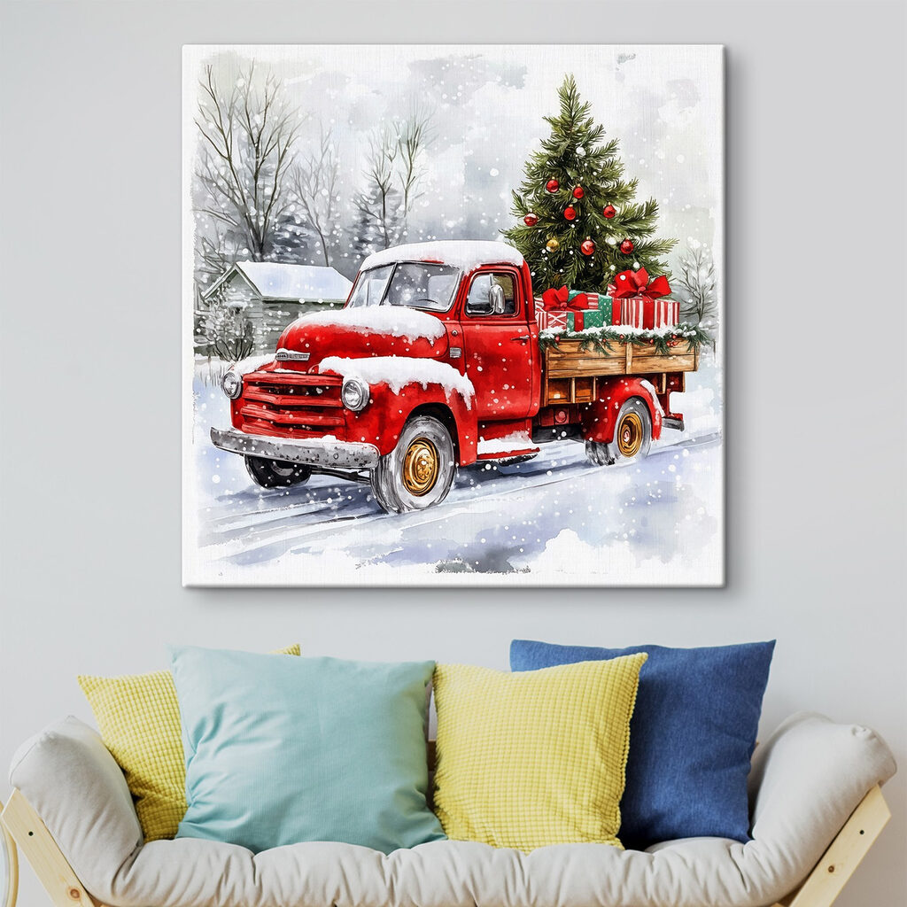 Pick-up vermelha na neve — interior 3