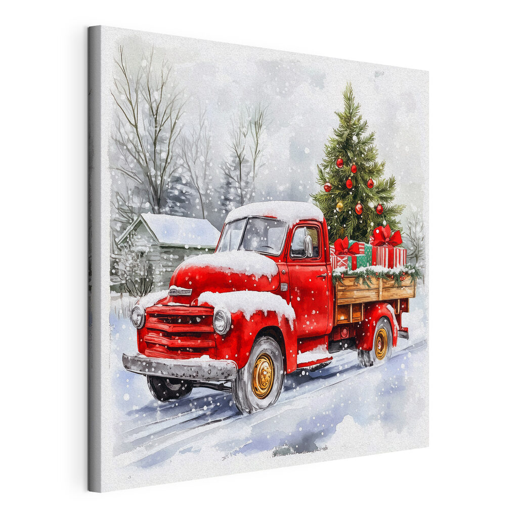 Pick-up vermelha na neve — vista do produto