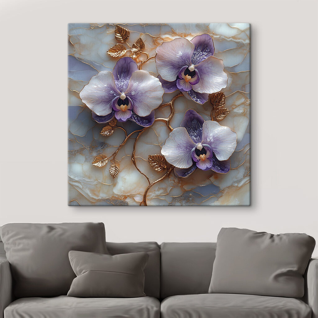 Orquídeas roxas em dourado — interior 2