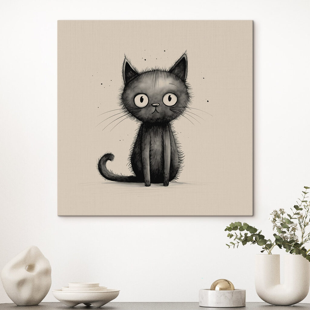 Gatinho em linhas suaves num interior