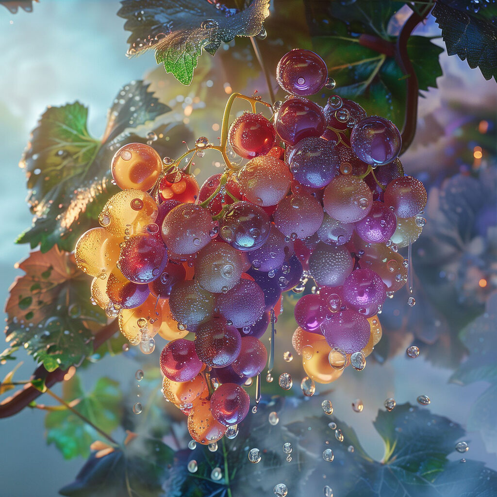 Uvas com tinta colorida — design completo