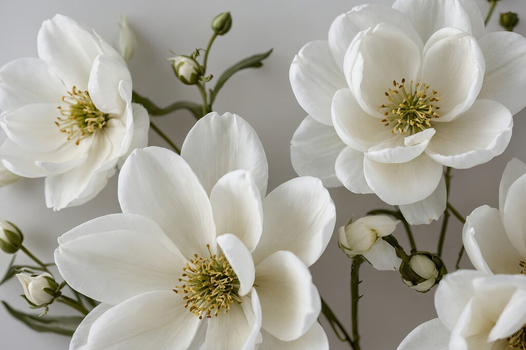 Flores com centros verdes — design completo