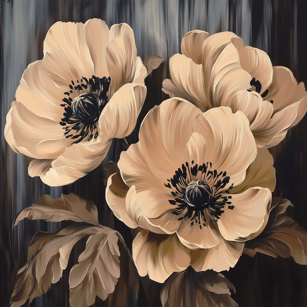 Flores creme entre riscas — design completo