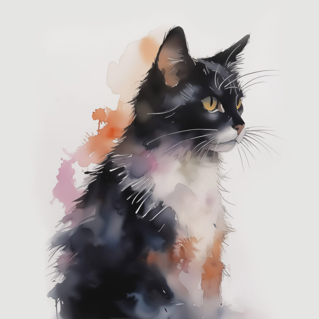 Gatinho preto e branco — design completo