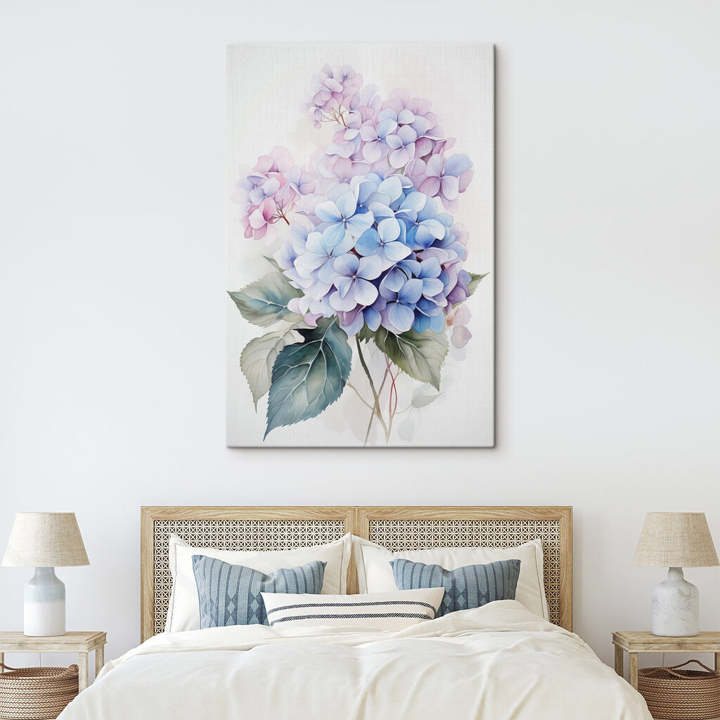 Hortênsias azuis e lilás — interior 2