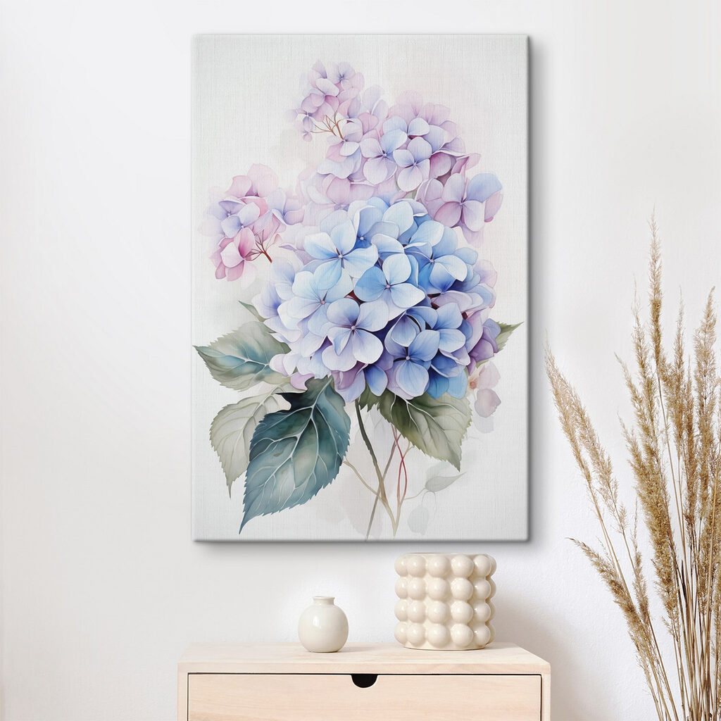 Hortênsias azuis e lilás — interior 1