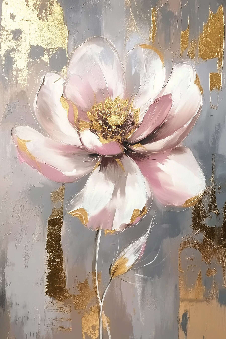 Flor cor-de-rosa sobre dourado — design completo