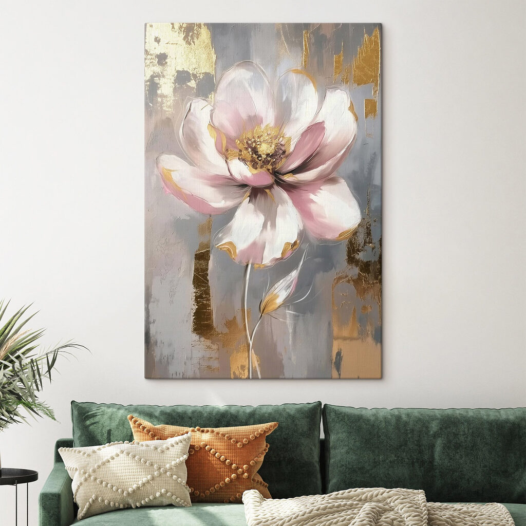 Flor cor-de-rosa sobre dourado — interior 2