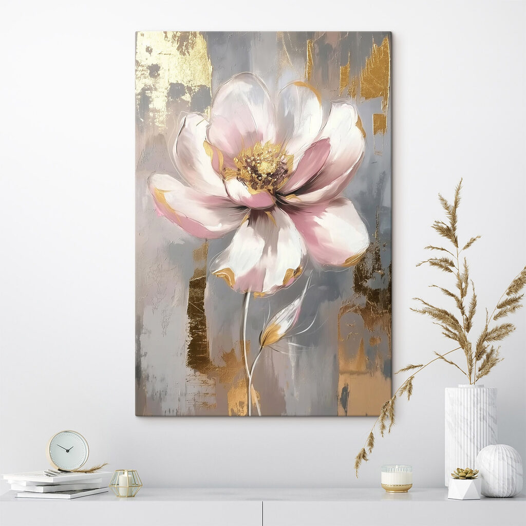 Flor cor-de-rosa sobre dourado — interior 1