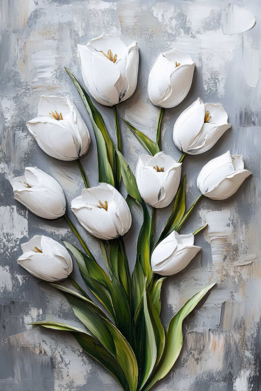 Tulipas brancas em pinceladas — design completo