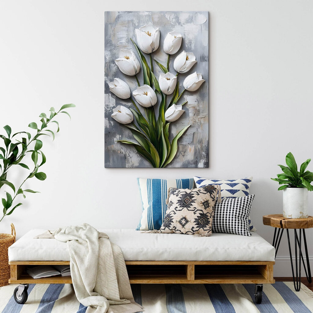 Tulipas brancas em pinceladas — interior 2