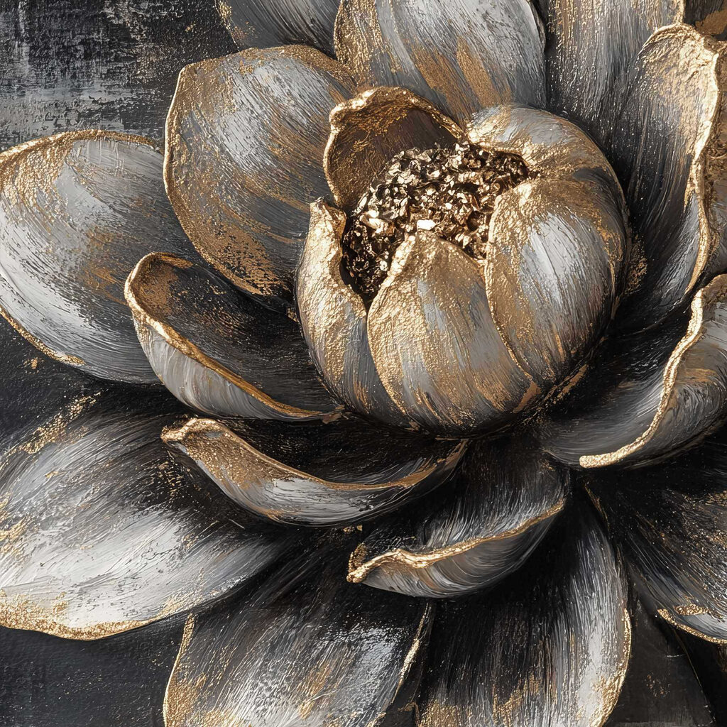 Flor entre veios dourados — design completo