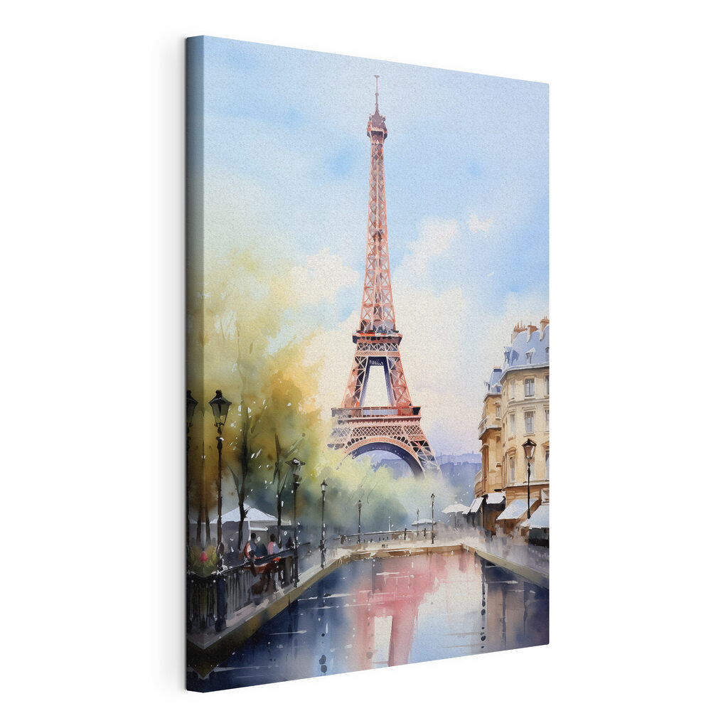Torre Eiffel no rio, tela esticada e borda contínua