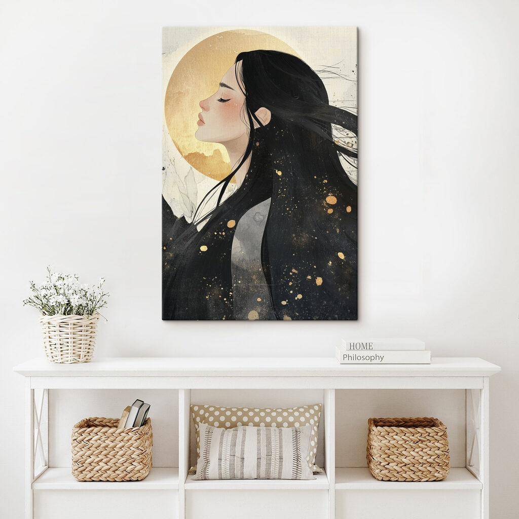 Perfil e lua dourada — interior 2