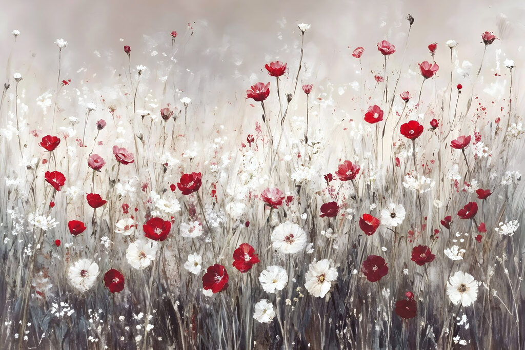 Flores vermelhas entre brancas — design completo