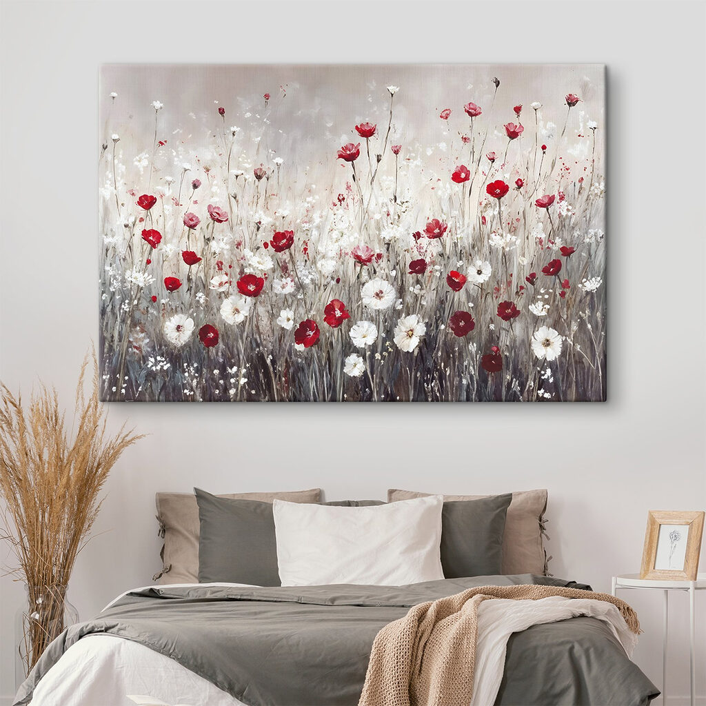 Flores vermelhas entre brancas — interior 2