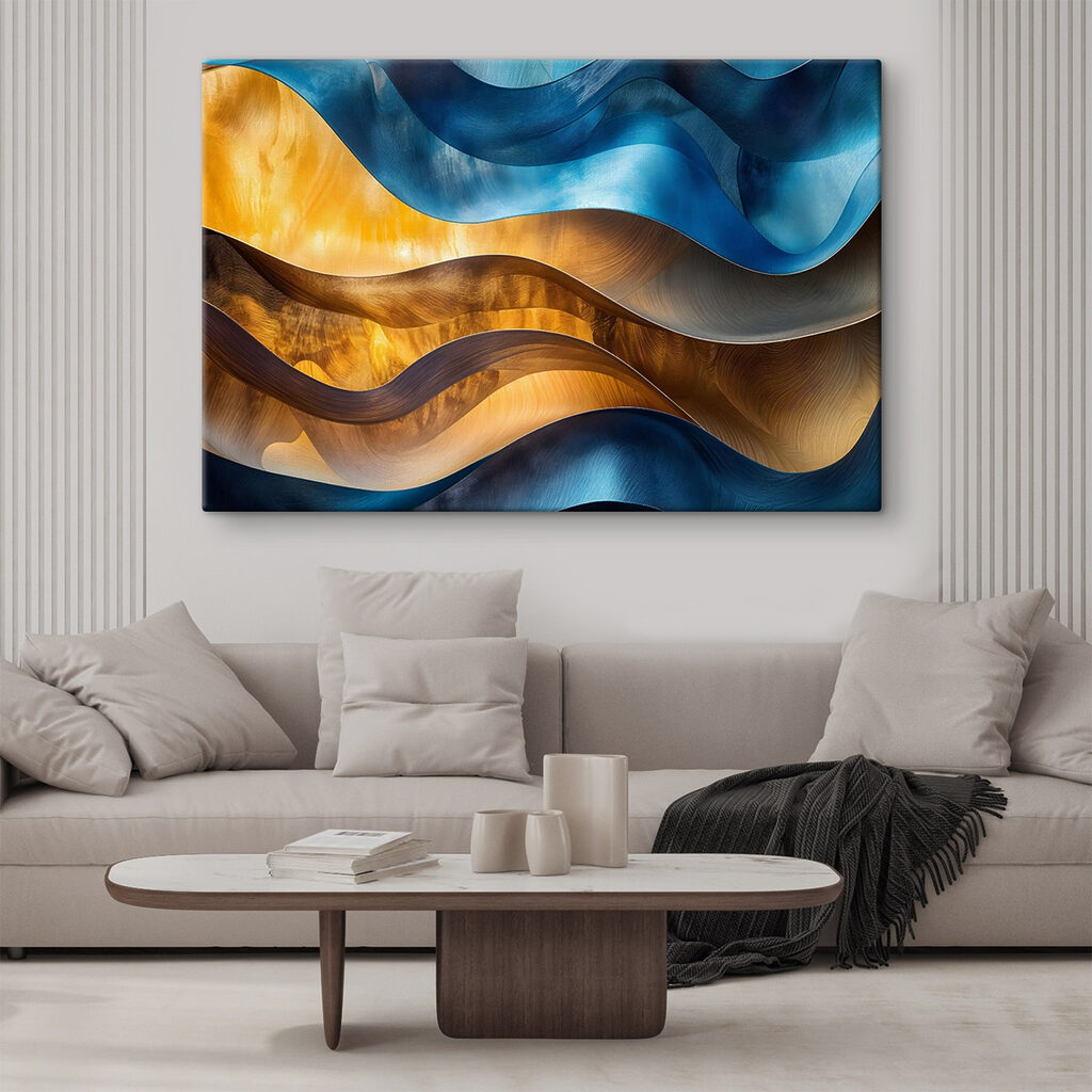 Ondas azuis e douradas — interior 1