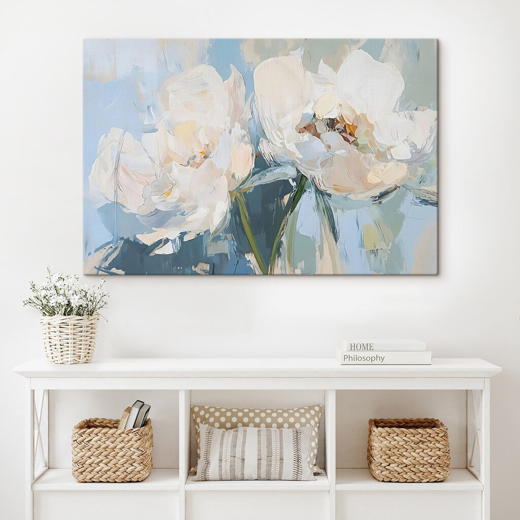 Tulipas brancas em azul-claro — interior 1