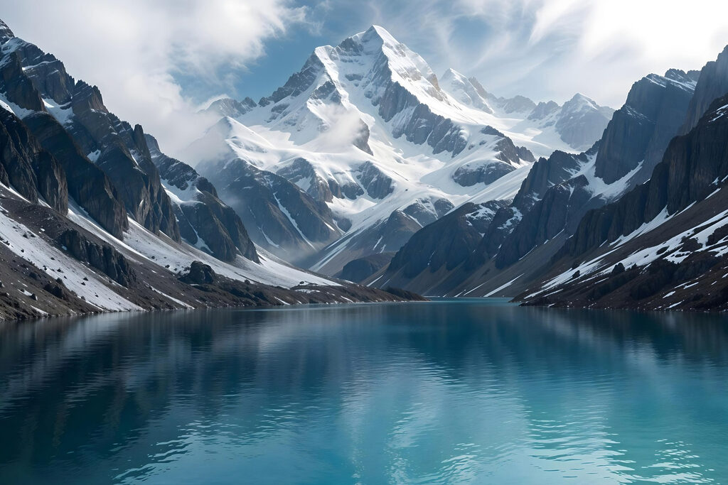 Neve sobre água turquesa — design completo