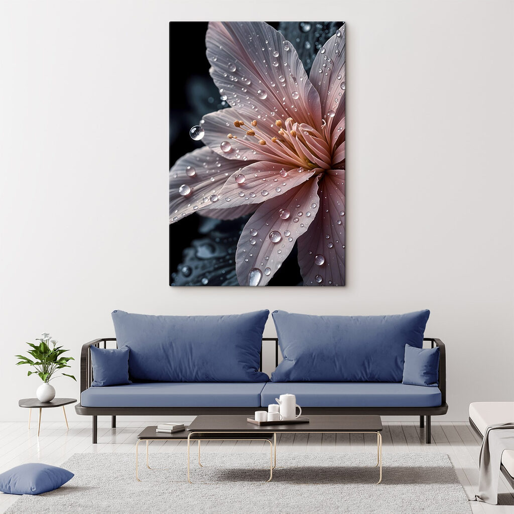 Pétalas cor-de-rosa com gotas — interior 1