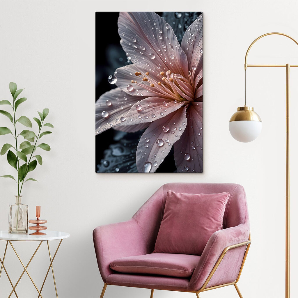 Pétalas cor-de-rosa com gotas — interior 2