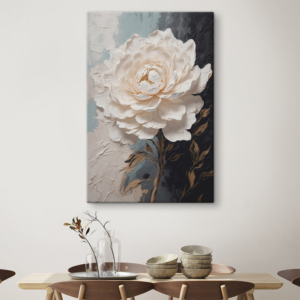 Rosa branca sobre azul-noite — interior 3
