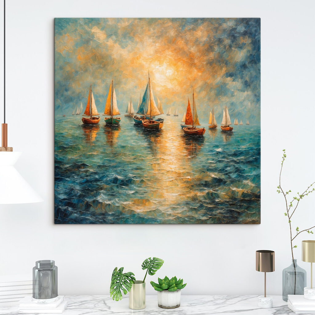 Velas laranja ao entardecer — interior 1