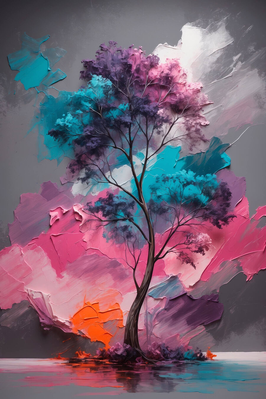 Árvore turquesa com cor-de-rosa — design completo
