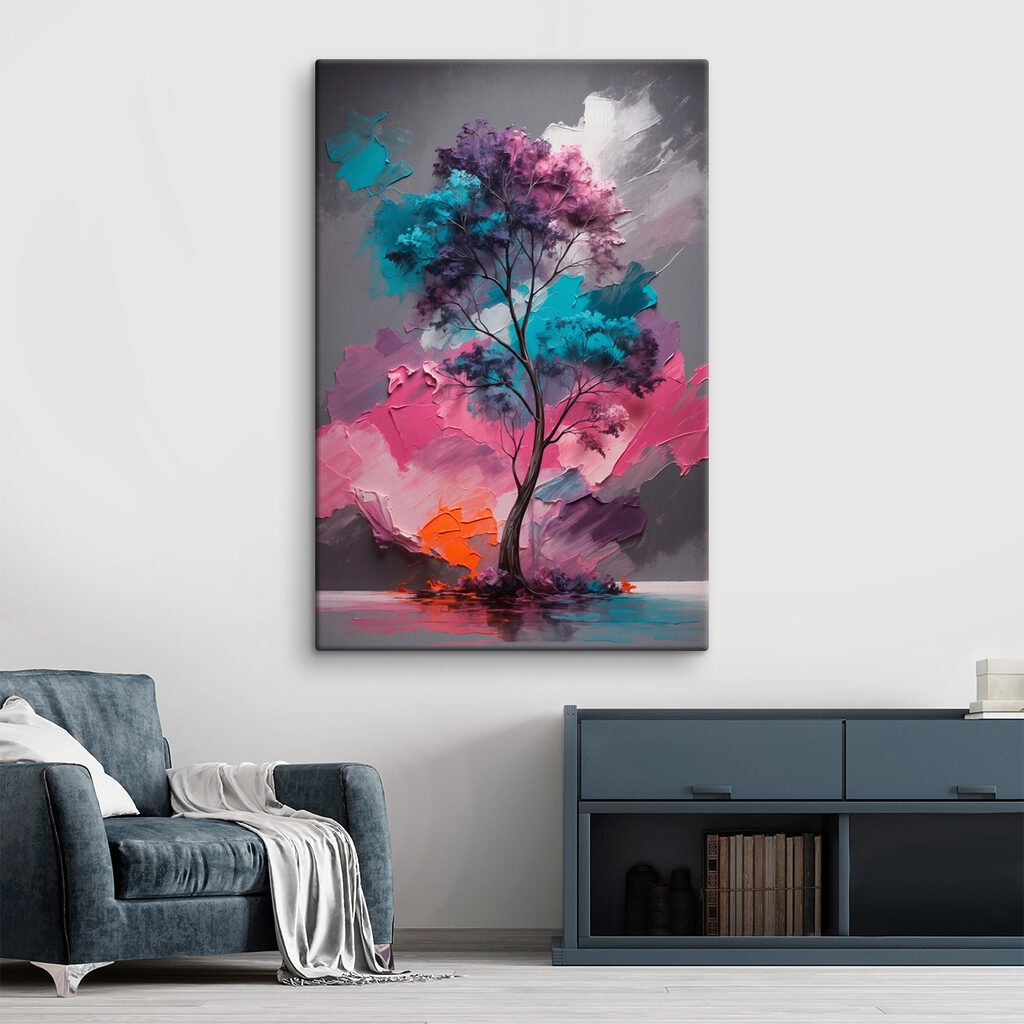 Árvore turquesa com cor-de-rosa — interior 2