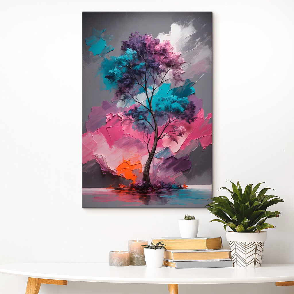 Árvore turquesa com cor-de-rosa — interior 3