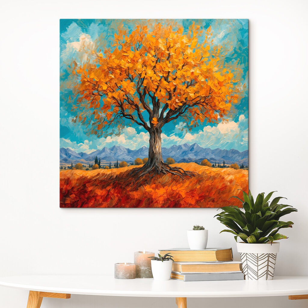 Copa laranja sobre azul — interior 3
